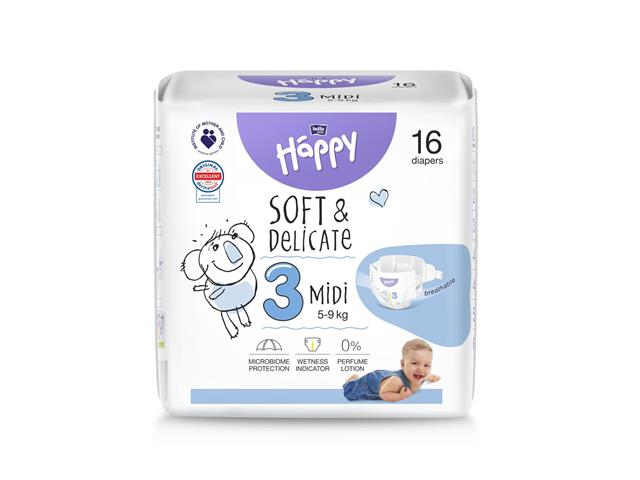 Bella Happy Pieluszki dla dzieci midi 3 (5-9 kg) interakcje ulotka pielucha  16 szt.