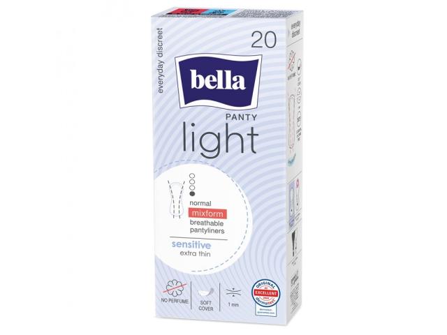 Bella Panty Sensitive Wkładki higieniczne light interakcje ulotka wkładka higieniczna 20 szt.