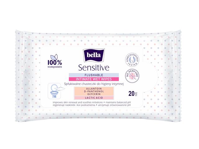 Bella Sensitive Chusteczki do higieny intymnej interakcje ulotka chusteczka - 20 szt.