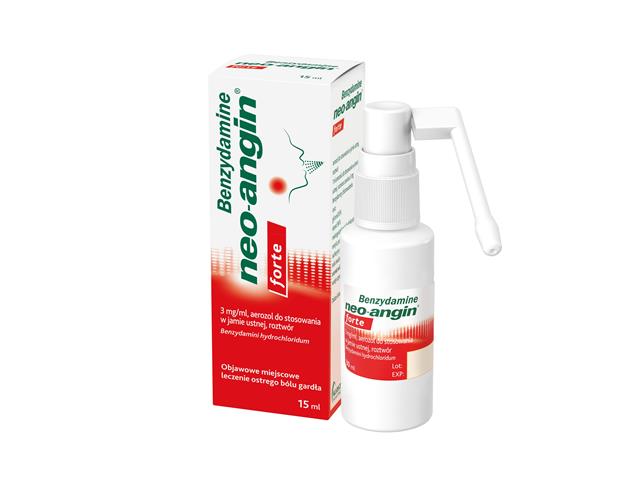 Benzydamine Neo-Angin Forte interakcje ulotka aerozol do gardła 3 mg/ml 1 but. po 15 ml