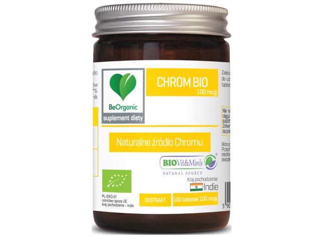 BeOrganic Chrom BIO 100 mcg interakcje ulotka tabletki  100 tabl.