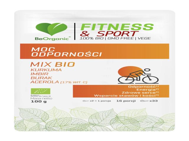 BeOrganic Fitness & Sport Moc Odporności Mix Bio interakcje ulotka proszek - 100 g