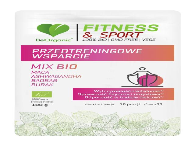 BeOrganic Fitness & Sport Przedtreningowe Wsparcie Mix Bio interakcje ulotka proszek - 100 g