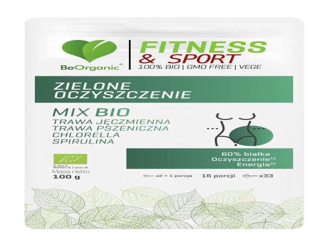 BeOrganic Fitness & Sport Zielone Oczyszczenie Mix Bio zielone MIX interakcje ulotka proszek - 100 g