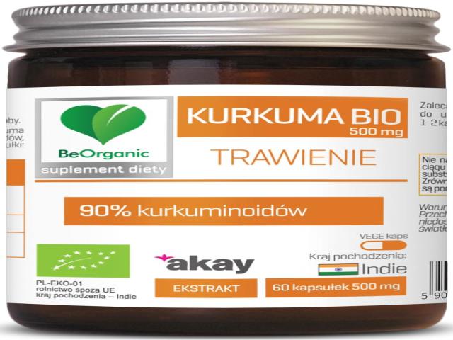 BeOrganic Kurkuma Bio 500 mg 90% kurkuminoidów interakcje ulotka kapsułki  50 kaps.