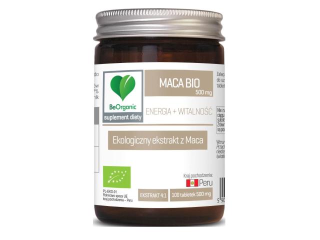 BeOrganic Maca Bio 500 mg Ekstrakt interakcje ulotka tabletki  100 tabl.