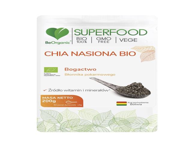 BeOrganic Nasiona Chia Bio interakcje ulotka nasiona - 200 g