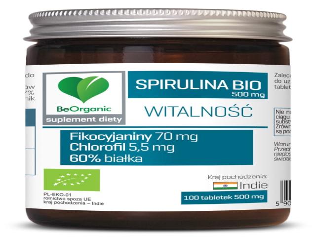 BeOrganic Spirulina 500 mg interakcje ulotka tabletki - 100 tabl.