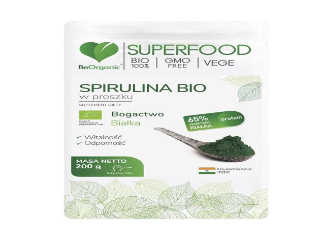 BeOrganic Spirulina Bio W proszku interakcje ulotka proszek  200 g