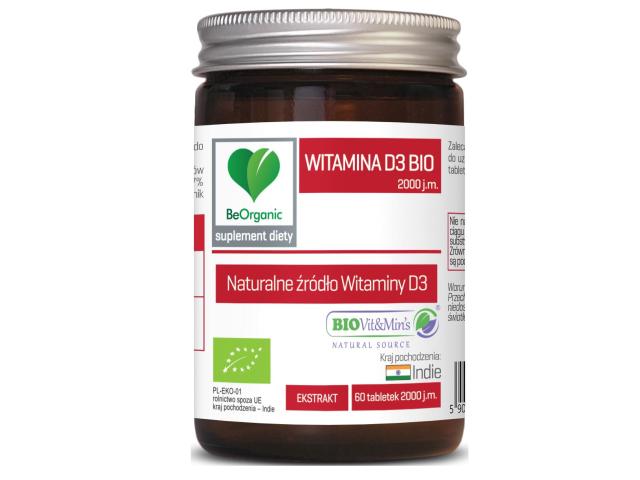 BeOrganic Witamina D3 BIO 2000 j.m. interakcje ulotka tabletki  60 tabl.