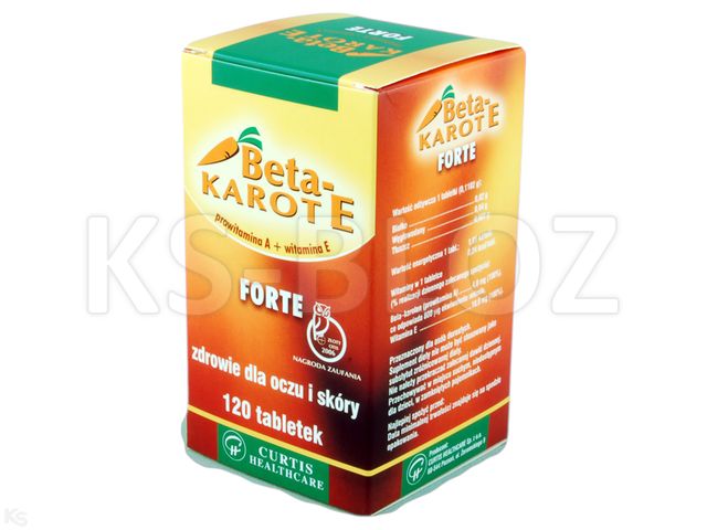 Beta Karot E Forte (Beta Karoten Forte ) interakcje ulotka tabletki 4,8mg+10mg 120 tabl.