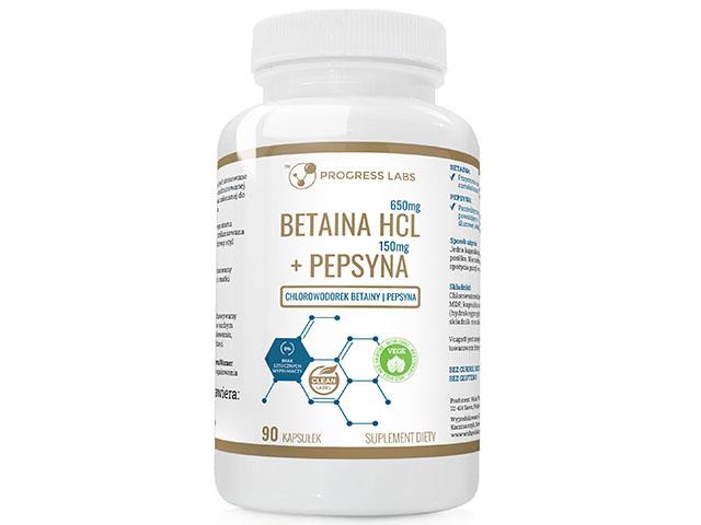 Betaina HCL 650 mg + Pepsyna 150 mg interakcje ulotka kapsułki  90 kaps.