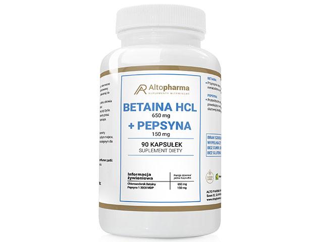 Betaina HCL 650 mg + Pepsyna 150 mg interakcje ulotka kapsułki - 90 kaps.