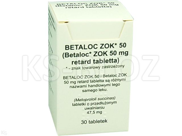 Betaloc Zok 50 interakcje ulotka tabletki o przedłużonym uwalnianiu 47,5 mg 30 tabl. | pojemnik