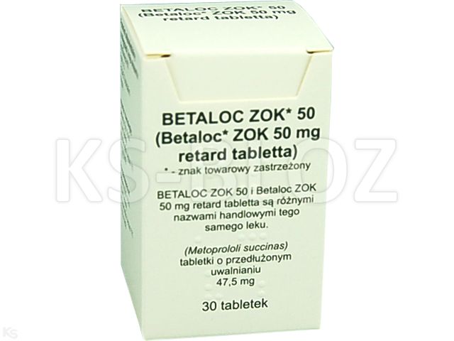 Betaloc ZOK 50 interakcje ulotka tabletki o przedłużonym uwalnianiu 47,5 mg 30 tabl. | pojemnik