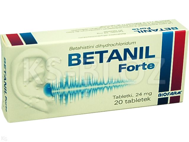 Betanil Forte interakcje ulotka tabletki 24 mg 20 tabl. | (2 blist. po 10 tabl.)