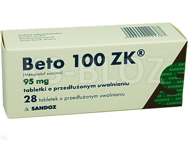 Beto 100 Zk interakcje ulotka tabletki o przedłużonym uwalnianiu 95 mg 28 tabl. | 4 blist.po 7 szt.