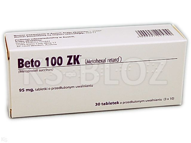 Beto 100 Zk interakcje ulotka tabletki o przedłużonym uwalnianiu 95 mg 30 tabl.