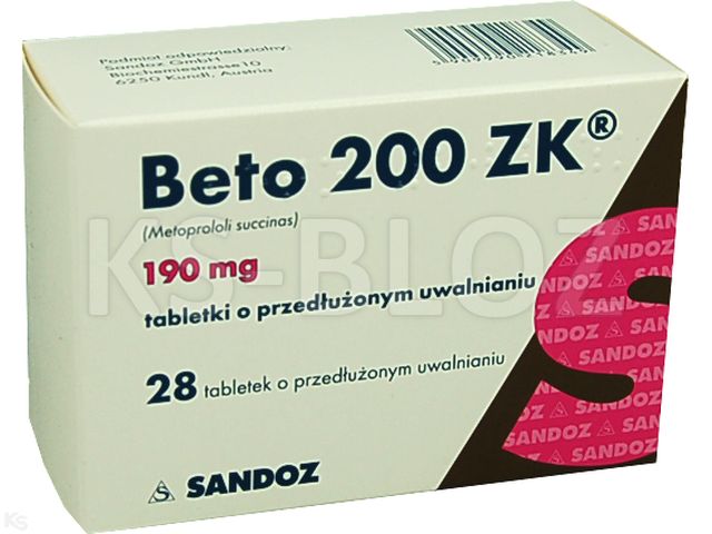 Beto 200 Zk interakcje ulotka tabletki o przedłużonym uwalnianiu 190 mg 28 tabl. | 4 blist.po 7 szt.