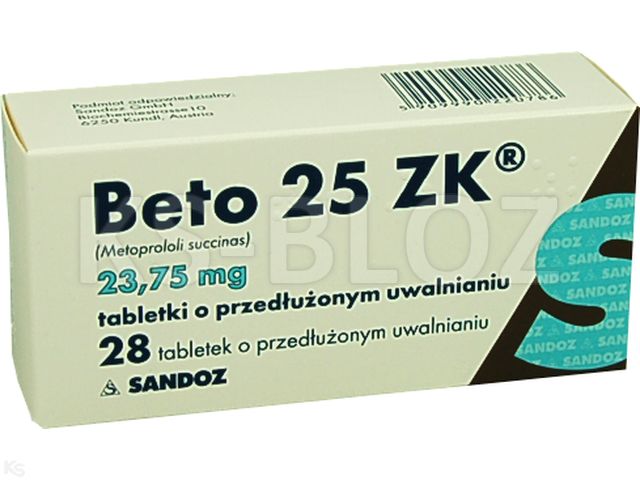 Beto 25 Zk interakcje ulotka tabletki o przedłużonym uwalnianiu 23,75 mg 28 tabl. | 4 blist.po 7 szt.