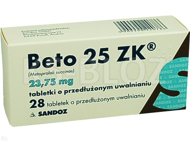 Beto 25 ZK interakcje ulotka tabletki o przedłużonym uwalnianiu 23,75 mg 28 tabl. (4 blist. po 7 tabl.)