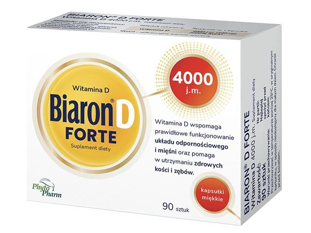 Biaron D Forte 4000 j.m. interakcje ulotka kapsułki miękkie  90 szt.
