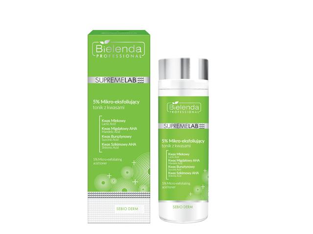 Bielenda Professional SupremeLab Sebio Derm 5% Tonik mikro-eksfoliujący z kwasami interakcje ulotka tonik  200 ml