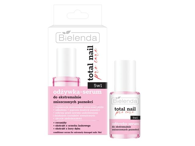 BIELENDA TOTAL NAIL PRO CARE Odżywka-serum do ekstremalnie zniszczonych paznokci 5w1 interakcje ulotka odżywka do paznokci  10 ml