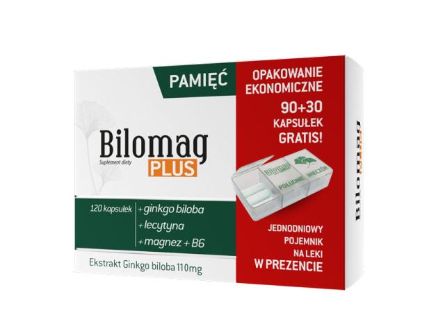 Bilomag Plus + etui na tabletki interakcje ulotka kapsułki - 120 kaps.