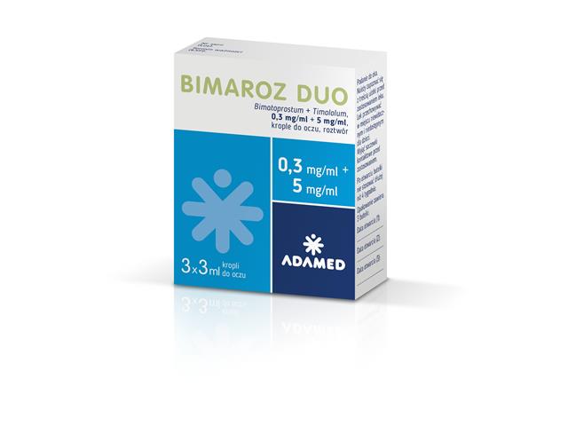 Bimaroz Duo interakcje ulotka krople do oczu, roztwór (300mcg+5mg)/ml 3 but. po 3 ml