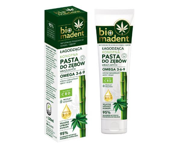 BIO MADENT Łagodząca Konopna Pasta d/zęb. wrażliwych interakcje ulotka pasta do zębów - 100 ml