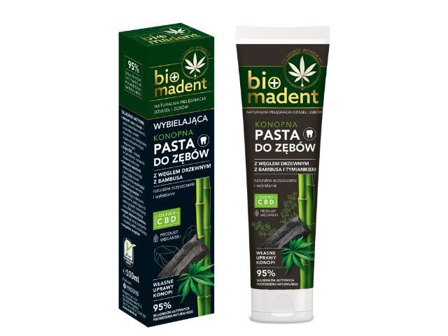 Bio Madent Pasta do zębów wybielająca konopna z węglem drzewnym z bamusa interakcje ulotka pasta do zębów - 100 ml