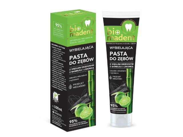 BIO MADENT Wybielająca Pasta d/zęb. z węglem drzewnym z bambusa i limonką interakcje ulotka pasta do zębów - 100 ml