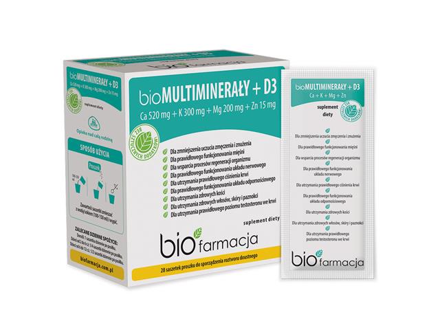 Bio Multiminerały + D3 interakcje ulotka proszek do sporządzania roztworu doustnego  28 sasz. po 4.7 g