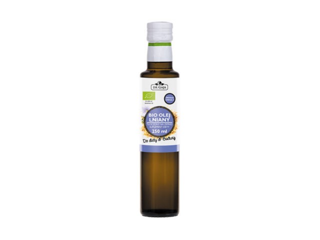 Bio Olej Lniany Budwigowy Dr Gaja tłoczony na zimno nierafinowany interakcje ulotka olej - 250 ml