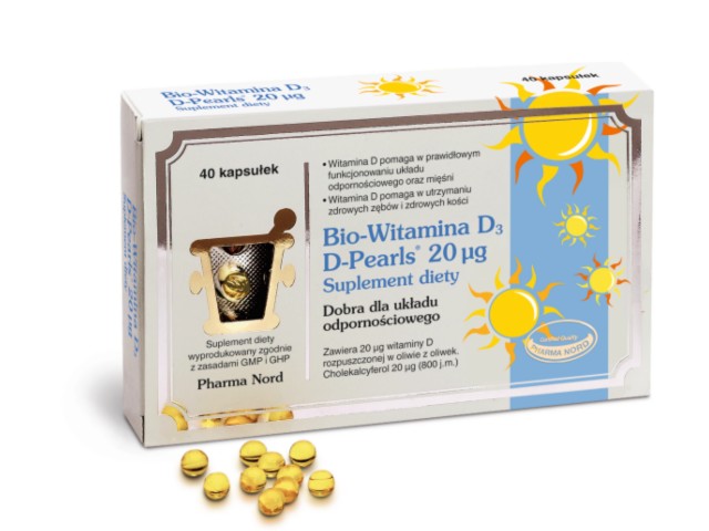 Bio-Witamina D3 D-Pearls 20 mcg interakcje ulotka kapsułki  40 kaps.