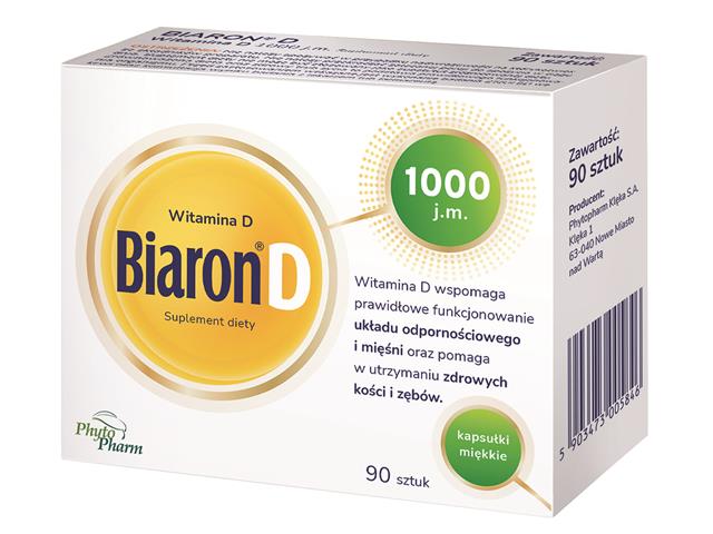 Bioaron Witamina D 1000 j.m. interakcje ulotka kapsułki miękkie  90 kaps.