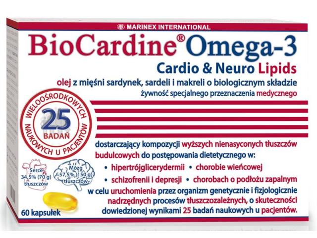 BioCardine Omega-3 Cardio & Neuro Lipids interakcje ulotka kapsułki miękkie - 60 kaps.