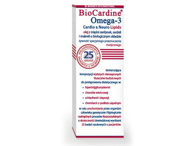 BioCardine Omega-3 Cardio & Neuro Lipids interakcje ulotka olej  200 ml (but. ze szkła)