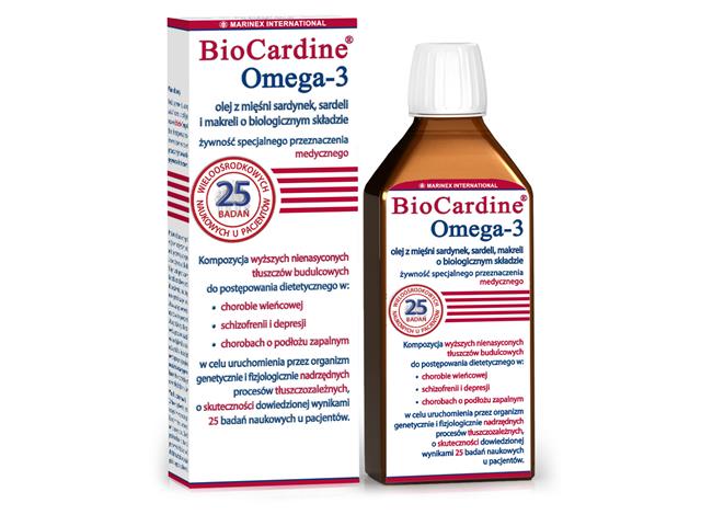 BioCardine Omega 3 Olej z mięśni, sardynek, sardeli i makreli o biologicznym składzie interakcje ulotka   200 ml