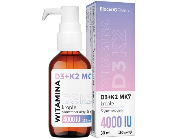 BioceriQ Pharma Witamina D3 +K2 MK7 Krople interakcje ulotka krople  30 ml