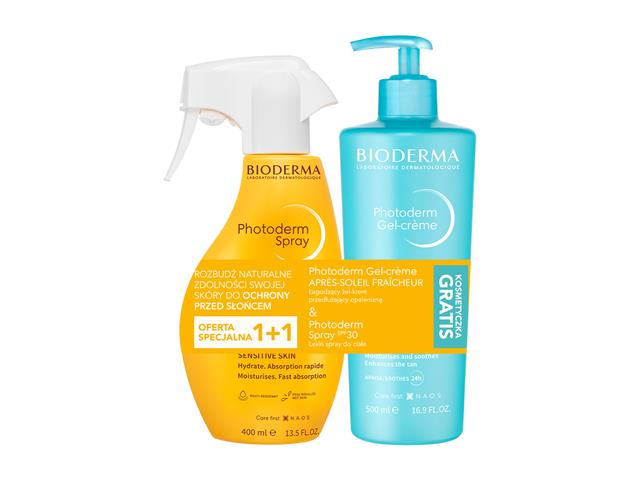 Bioderma Photoderm Zestaw Spray SPF 30 + Gel-creme APRES SOLEIL FRAICHEUR interakcje ulotka   400 ml | +500ml