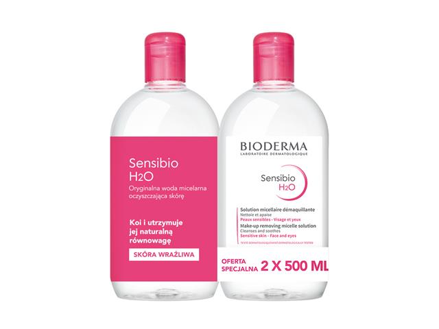 Bioderma Sensibio H2O Płyn micelarny oferta specjalna interakcje ulotka zestaw  500 ml + 500 ml