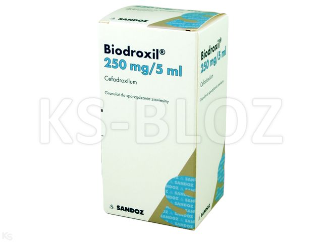 Biodroxil interakcje ulotka granulat do sporządzania zawiesiny doustnej 250 mg/5ml 60 ml (45 g)