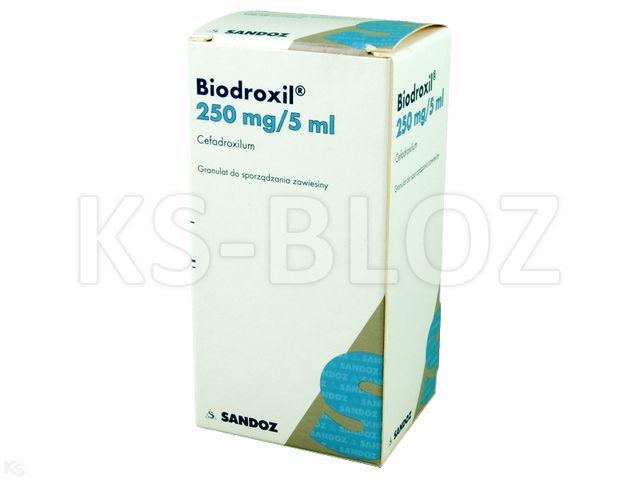 Biodroxil interakcje ulotka granulat do sporządzania zawiesiny doustnej 250 mg/5ml 100 ml (75 g)