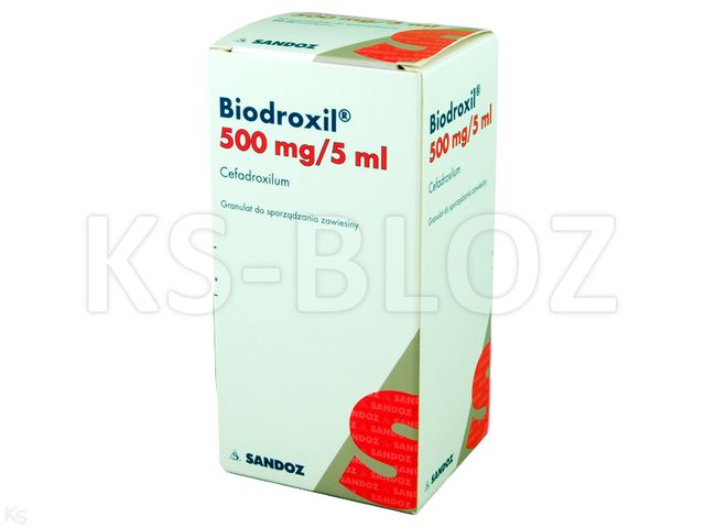 Biodroxil interakcje ulotka proszek do sporządzania zawiesiny doustnej 500 mg/5ml 60 ml (45 g)
