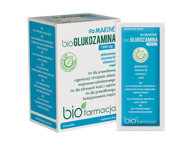 Bioglukozamina Marine interakcje ulotka proszek do sporządzania zawiesiny doustnej - 20 sasz.