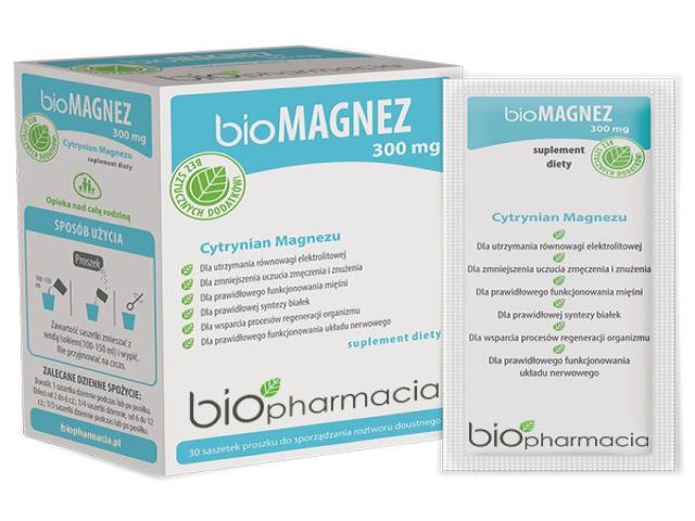 bioMagnez 300 mg interakcje ulotka proszek do rozpuszczenia - 30 sasz.