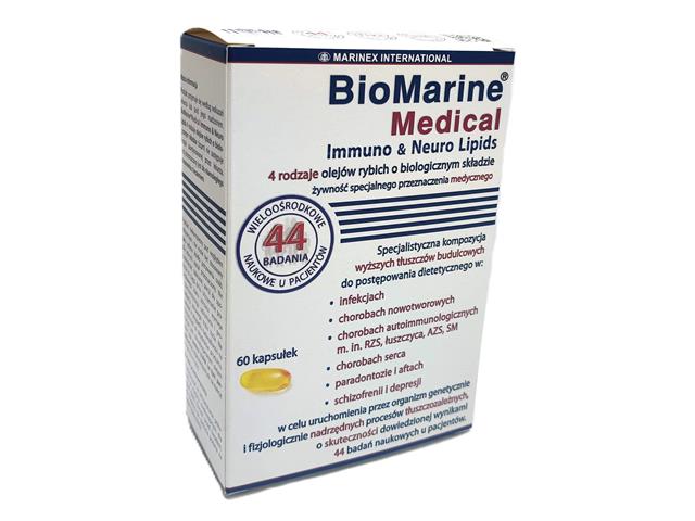 Biomarine Medical Immuno & Neuro Lipids 4 rodzaje olejów rybich o biologicznym składzie interakcje ulotka kapsułki  60 kaps.