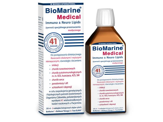 BioMarineMedical immuno&neuro lipids 200 ml 3 rodzajów biologicznych olejów rybich interakcje ulotka olej 5 ml 200 ml